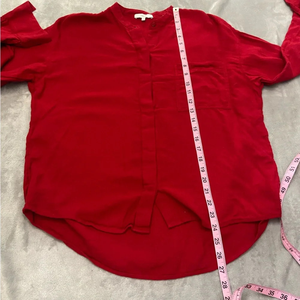 Vince Red Band Collar Oversized Blouse Shirt 21731 - Picture 5 of 9